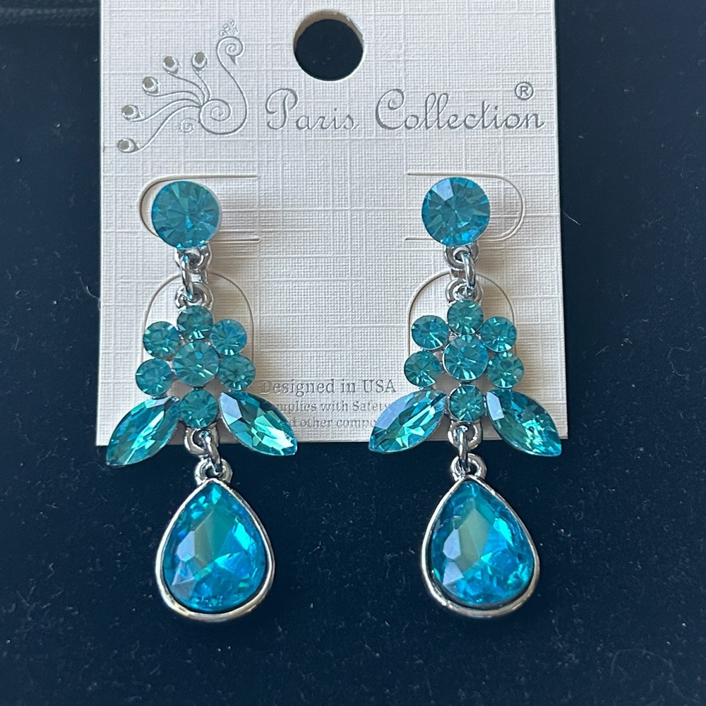 Paris Collection Blue Crystal Earrings‎